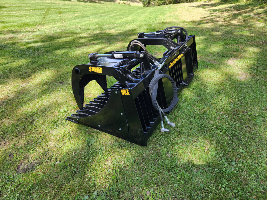 Open-Side Skid Steer Rock Grapple Bucket – Heavy-Duty Grapple Attachment by Stinger