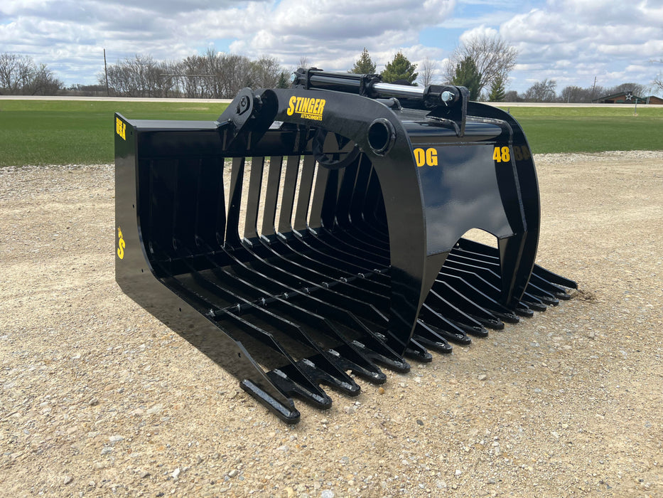 48″ Heavy-Duty Skid Steer Grapple Bucket – Rock & Debris Attachment