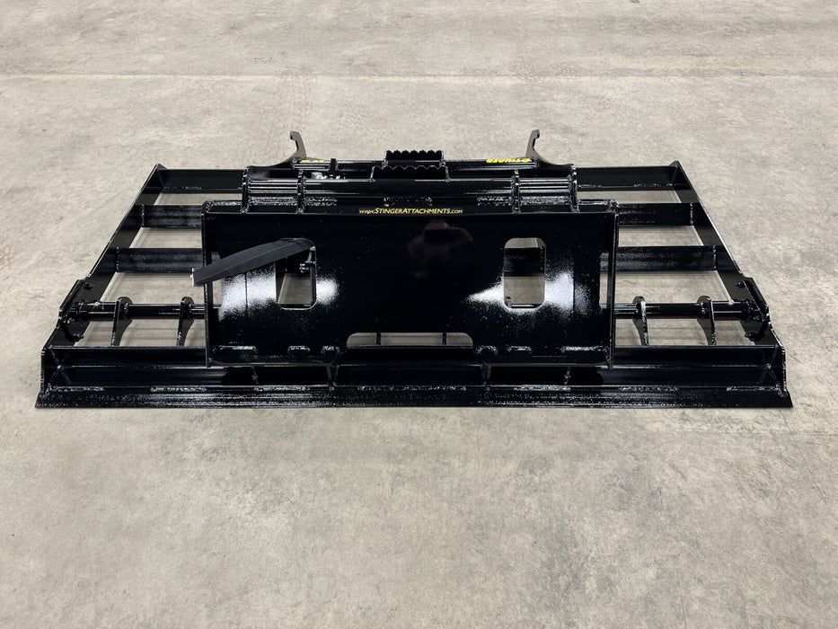 Stinger heavy-duty skid steer land plane attached to loader – professional-grade tool for fine grading and site finishing work.