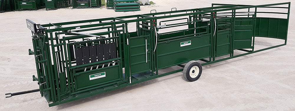 Portable Cattle Squeeze Chute system positioned on pasture for flexible ranch operations