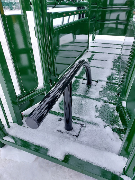 Rear view of Cattle Squeeze Chute showing tailgate system and secure latch mechanism