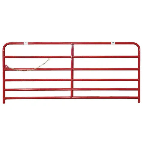 Guardian 2-Inch Red Livestock Gate built with heavy-duty steel tubing for reliable animal containment and ranch durability.