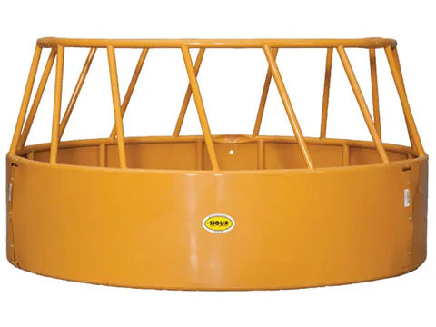 Sioux Steel Bull cattle hay feeder built for large round bales, offering durable steel construction for heavy livestock use.