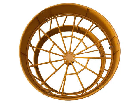 Close-up of Sioux Steel Closed Bottom cattle hay feeder showing reinforced steel construction and wide feed openings.