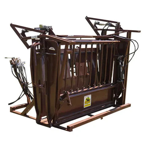 HiQual Hydraulic Calf Chute built for safe, efficient, and low-stress handling of calves during treatment and tagging.