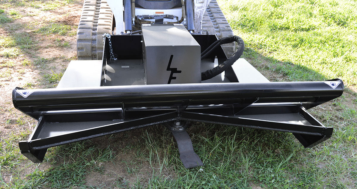 LF Open Front Skid Steer Brush Cutter designed for aggressive cutting of brush, saplings, and vegetation in heavy-duty land clearing.