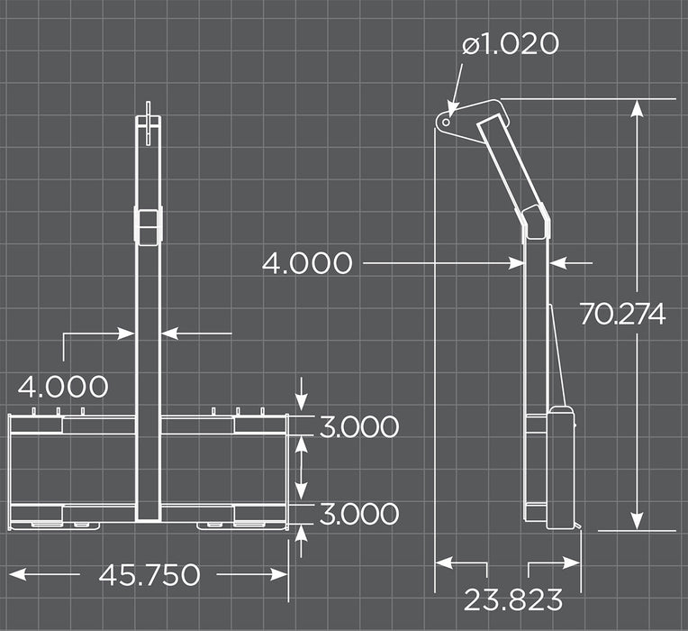 Heavy-duty Boom Attachment for Skid Steer by Loflin Fabrication featuring reinforced steel construction for safe and powerful lifting tasks.