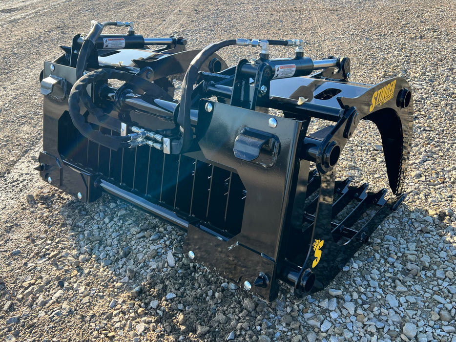 Compact Rock Grapple Bucket for Skid Steers – Heavy-Duty Attachment