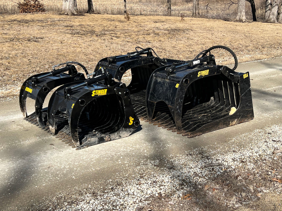 Compact Rock Grapple Bucket for Skid Steers – Heavy-Duty Attachment