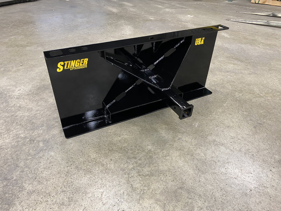 Heavy-duty 2-inch skid steer receiver hitch by Stinger – durable attachment designed for towing and trailer moving with precision.