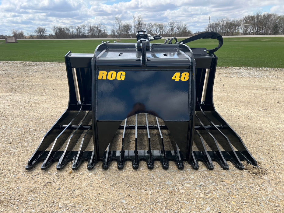 48″ Heavy-Duty Skid Steer Grapple Bucket – Rock & Debris Attachment
