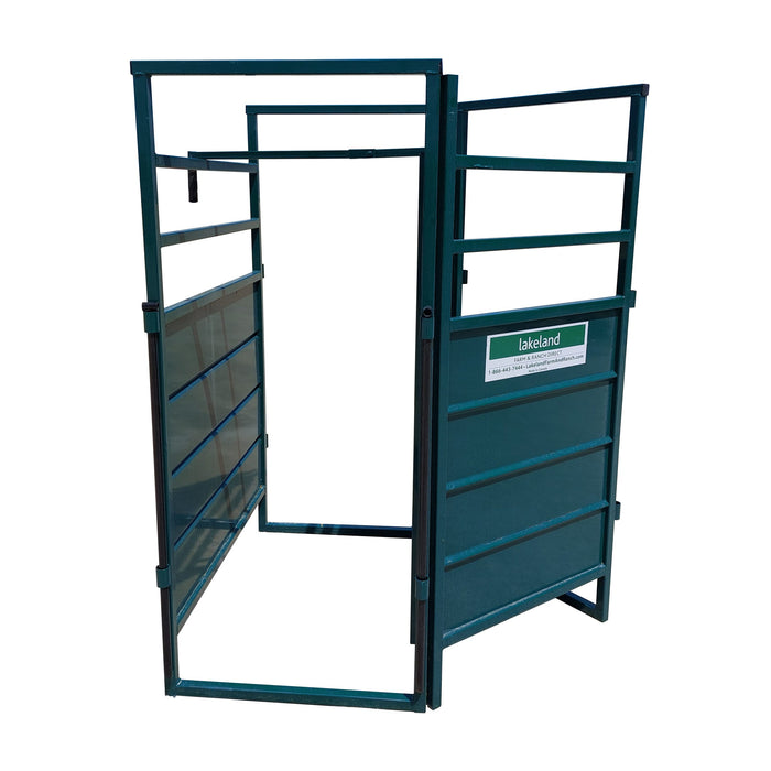 Farmer operating the E-Series Straight Line Cattle Sorting Gate to separate livestock with ease