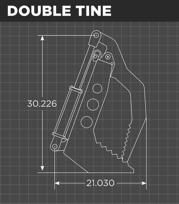Heavy-duty Root Rake Grapple attachment for compact tractors and skid steers, built with reinforced steel tines for efficient land clearing.